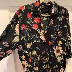 Zara sheer floral blouse
